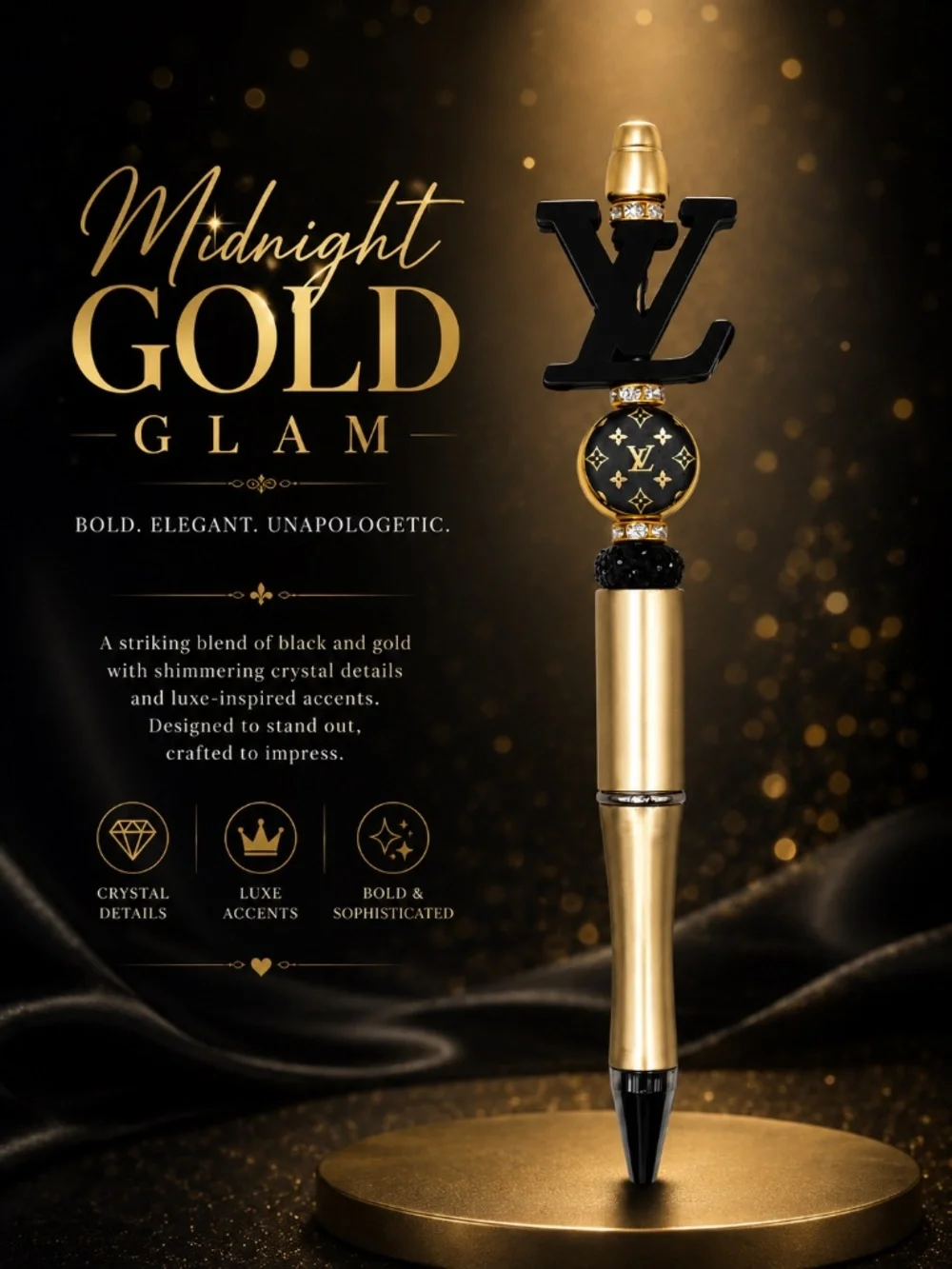 Midnight Gold Glam Pen